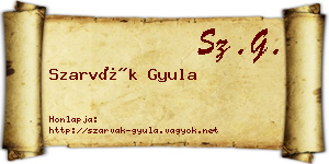 Szarvák Gyula névjegykártya