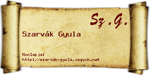 Szarvák Gyula névjegykártya